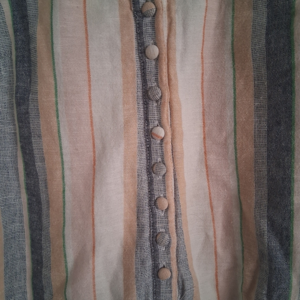 American Eagle Striped Multi Color Cotton Linen Blend Romper MT - Picture 5 of 8